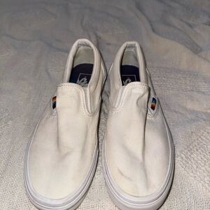 Vans Rainbow Accent White Slip-On Shoes